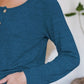 Button Up Round Neck Long Sleeve Cardigan