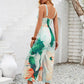 Cutout Printed Wide Strap Jumpsuit