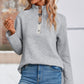 Spliced Plaid Quarter-Snap Mock Neck Top