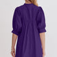 Oh Frill Notched Puff Sleeve Babydoll Mini Dress