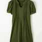 Pin-Tuck Notched Short Sleeve Dress