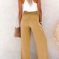 Full Size Decorative Button High Waist Pants