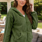 Zip Up Long Sleeve Fuzzy Hooded Outerwear