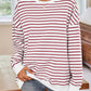 Lovelet Striped Round Neck Long Sleeve Sweatshirt