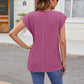 Textured Round Neck Cap Sleeve T-Shirt