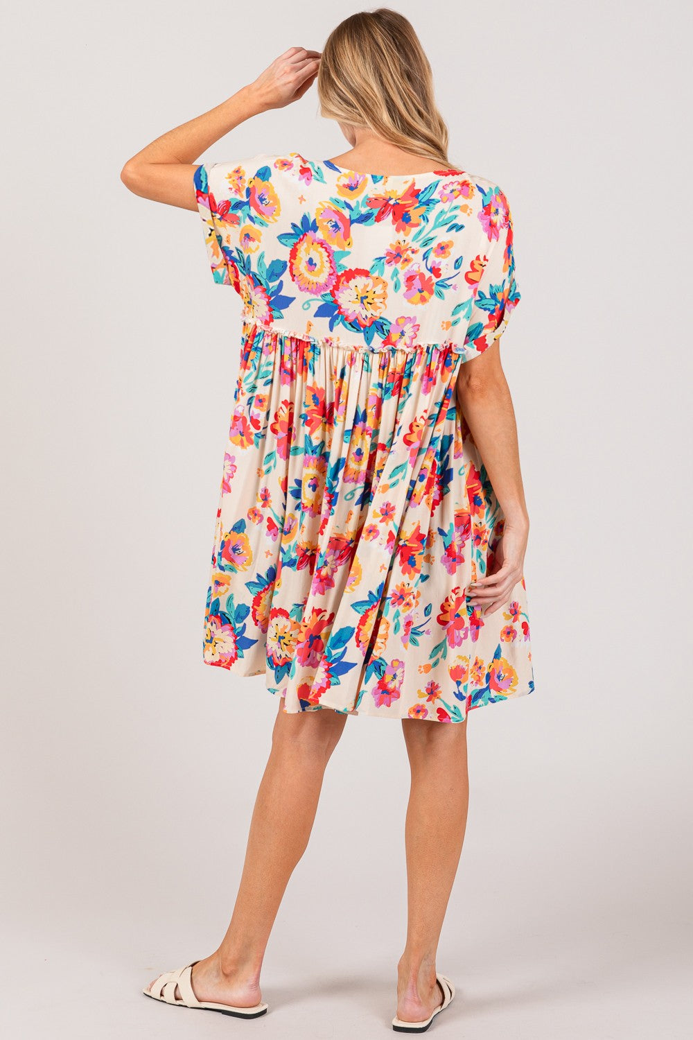 SAGE + FIG Full Size Floral Button-Down Short Sleeve Dress *