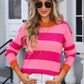 Angel Wings Contrast Striped Round Neck Sweater