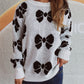 Bow Round Neck Dropped Shoulder Sweater