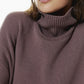 Ribbed Detail Turtleneck Dropped Shoulder Sweater
