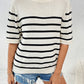 Striped Round Neck Half Sleeve Knit Top