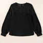 Lace Detail Round Neck Long Sleeve Blouse