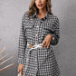 Pocketed Plaid Long Sleeve Mini Dress