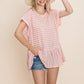 Cotton Bleu by Nu Label Striped Ruffled Short Sleeve Top