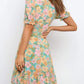 Ruffled Hem Printed Short Sleeve Mini Dress