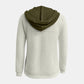 Full Size Waffle-Knit Contrast Long Sleeve Hoodie