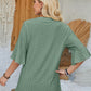 Eyelet Notched Half Sleeve T-Shirt