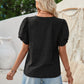 Twisted Heart V-Neck Short Sleeve Blouse