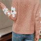 Flower Round Neck Long Sleeve Sweater