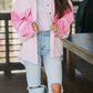 Two-tone Color Exposed Seam Corduroy Shacket