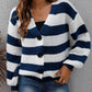 Striped Button Up Long Sleeve Sweater