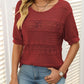 Openwork Round Neck Half Sleeve Knit Top