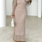 Devine Tied Round Neck Striped Sweater Dress