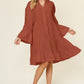 Double Take Full Size Texture Button Up Ruffle Hem Dress