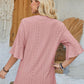 Eyelet Notched Half Sleeve T-Shirt