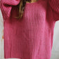 Boat Neck Long Sleeve Sweater with Belt