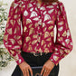 Printed Notched Long Sleeve Shirt