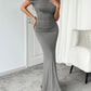 Devine Ruched Single Shoulder Short Sleeve Maxi Dress