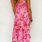 Tied Printed Sleeveless Tiered Midi Dress