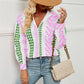 Geometric Collared Neck Long Sleeve Shirt