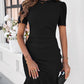 Ruffled Round Neck Short Sleeve Mini Dress