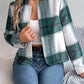 Plaid Open Front Long Sleeve Jacket