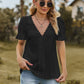 Lace Detail V-Neck Flounce Sleeve Blouse