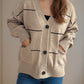 Striped Button Down V-Neck Long Sleeve Cardigan