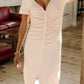 Ruched V-Neck Short Sleeve Dress
