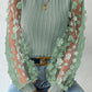 SOSPRING Full Size Textured Applique Long Sleeve Blouse