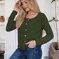 Button Up Round Neck Long Sleeve Cardigan