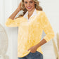 Shiny Tie-Dye Half Button Long Sleeve T-Shirt