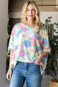 HOPELY Floral Waffle Oversized T-Shirt *