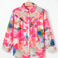 Abstract Print Collared Neck Long Sleeve Shirt