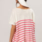 BiBi V Neck Striped Short Sleeve Top - Brand BiBi
