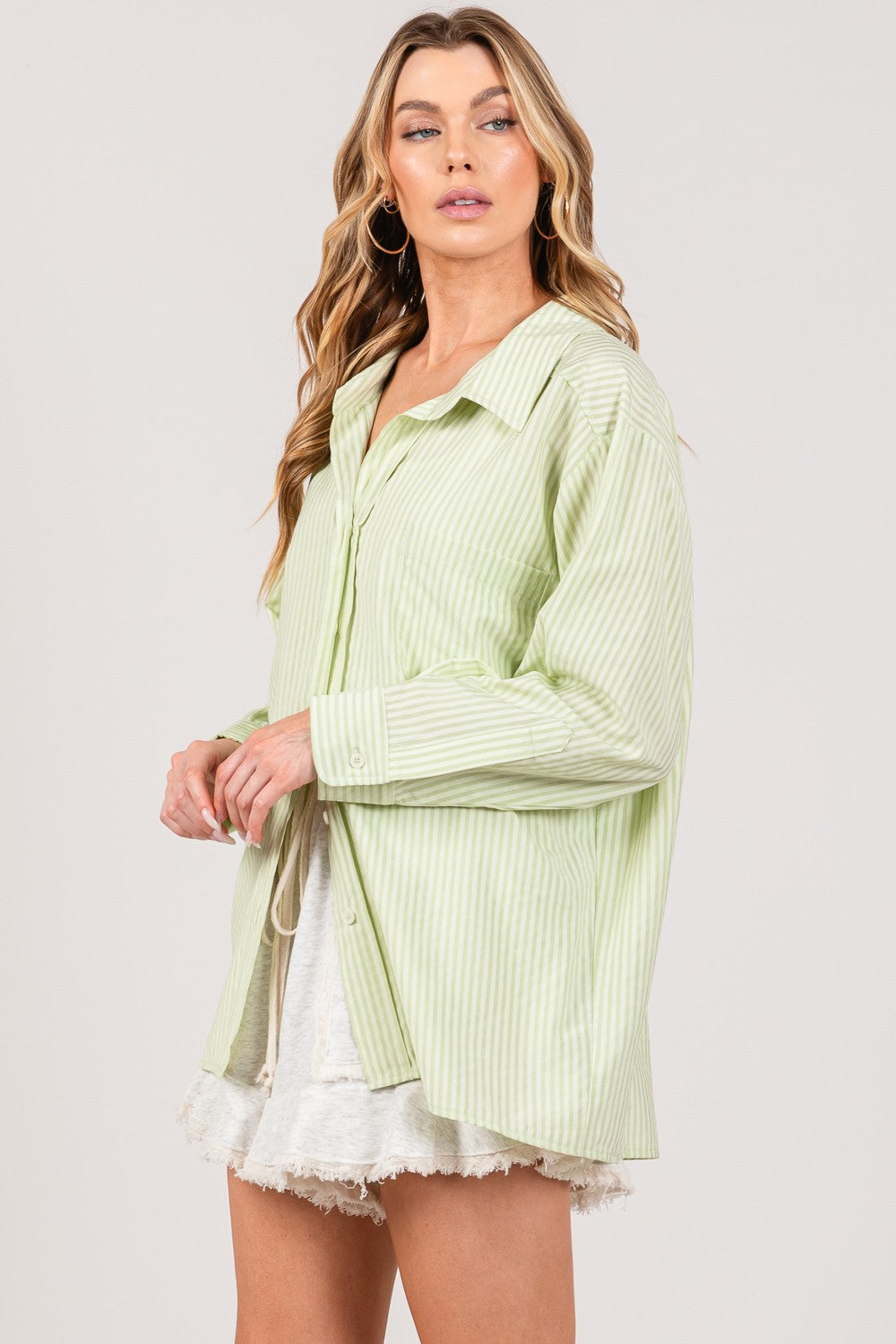 SAGE + FIG Striped Button Up Long Sleeve Shirt *