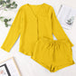 Notched Long Sleeve Top and Shorts Set