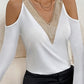 V-Neck Cold Shoulder Long Sleeve T-Shirt