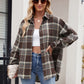 Pocketed Plaid Collared Neck Long Sleeve Shirt