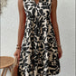 Printed Notched Sleeveless Mini Dress