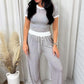Contrast Trim Round Neck Top and Pants Set